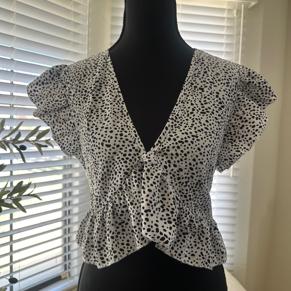 Black and White Polka Dot Women's Top
